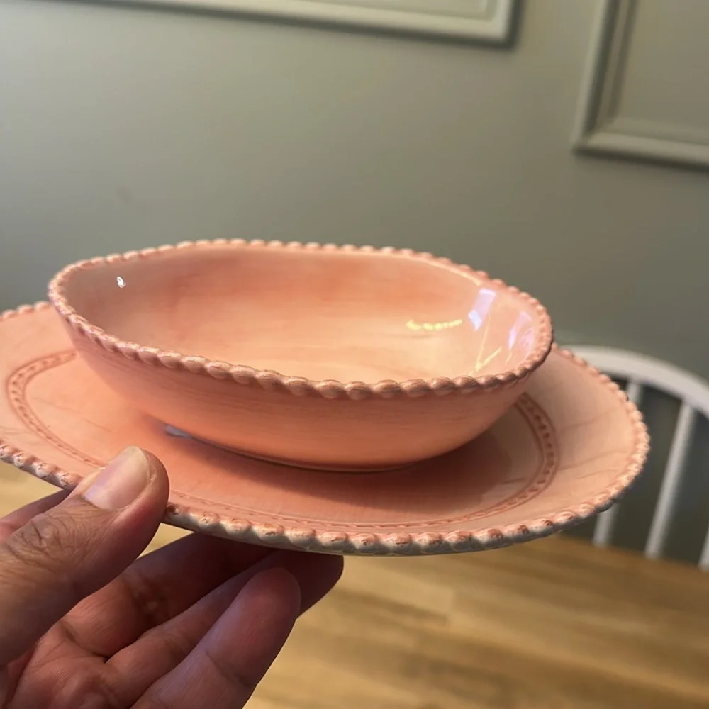 POTTERYBARN beaded egg plates set